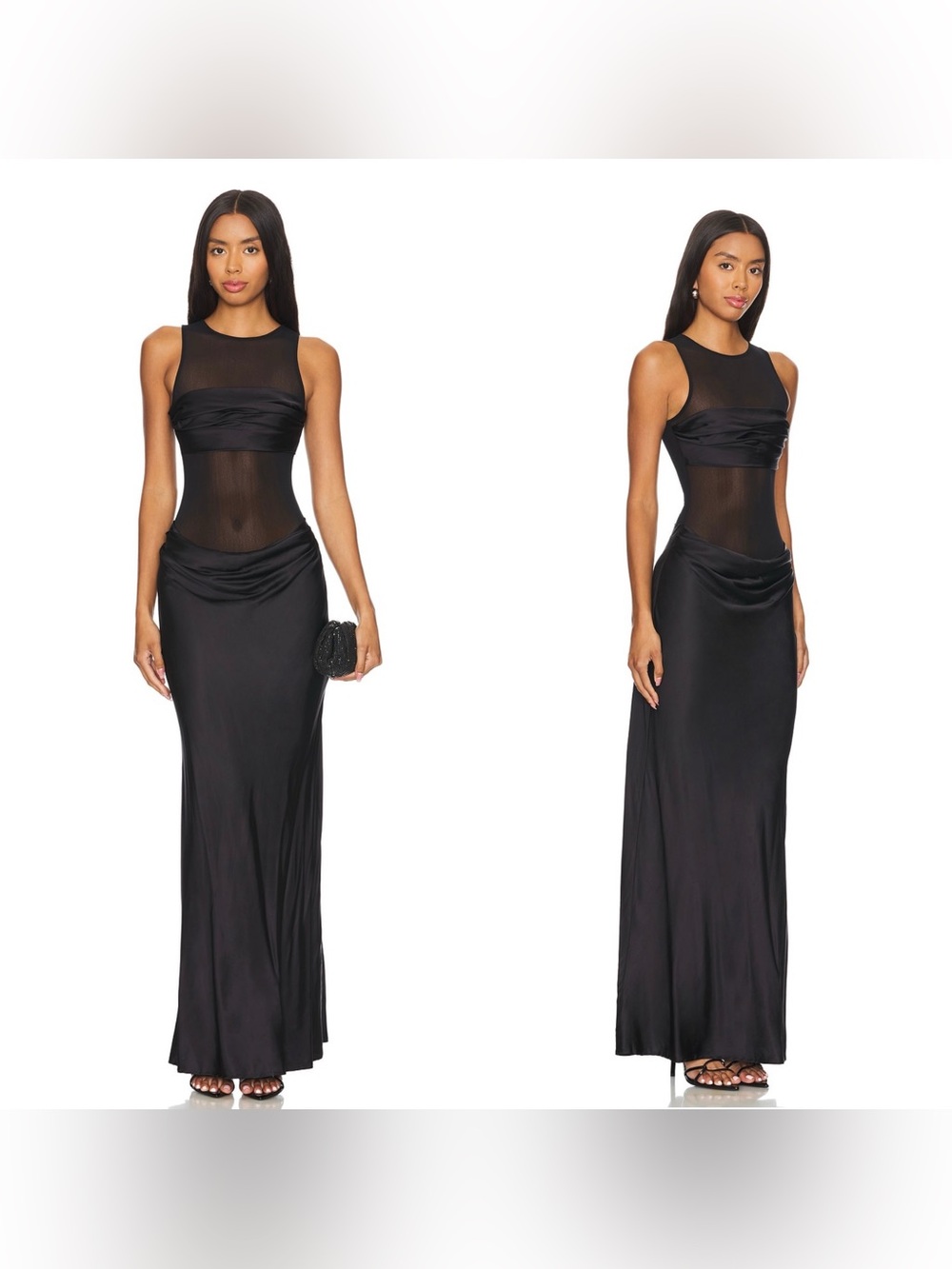 NWT NBD Fiza Mesh maxi dress in black